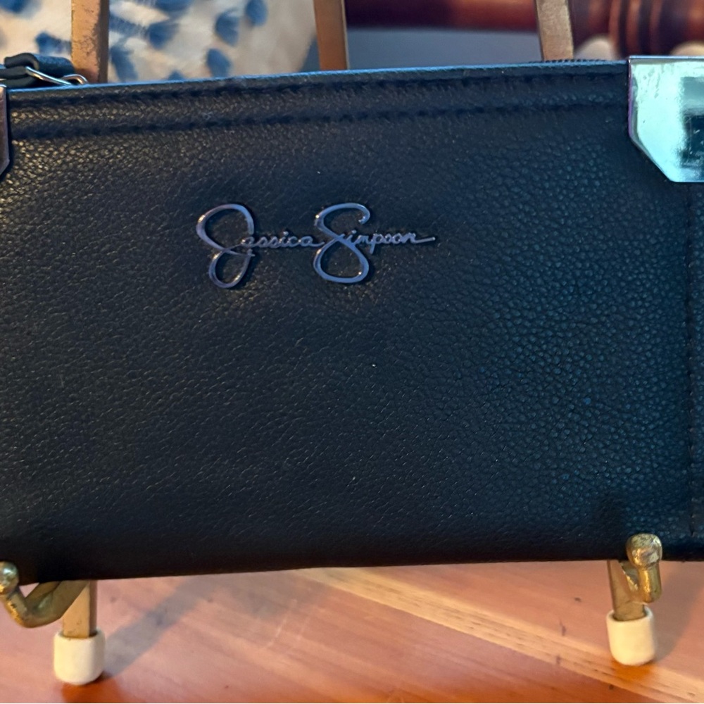 Jessica Simpson Black Wallet with Silver Accents
